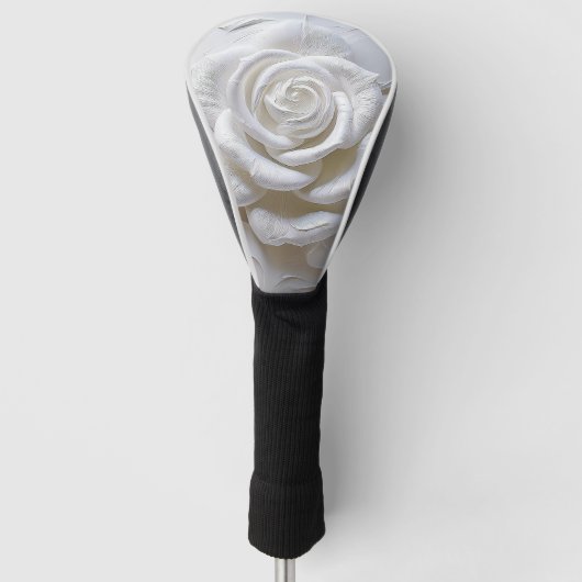 Wit Op Wit - Gebeeldhouwde Roos Golfheadcover (Voorkant)