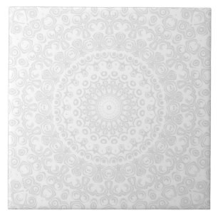Wit op Wit Minimaal Mandala Patroon Tegeltje