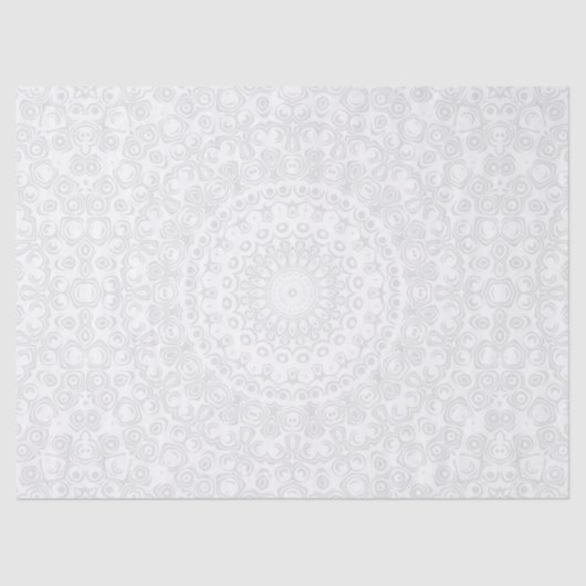 Wit op Wit Minimaal Mandala Patroon Tissuepapier (Voorkant)