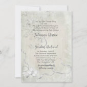  wit op witte bloemenvlinder bruiloft kaart (Voorkant)