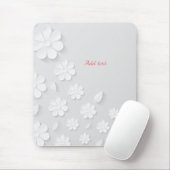 Wit op witte florale sjabloon, muisblok muismat (Met muis)