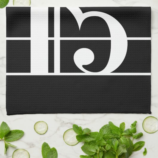Wit-op-Zwart Alto Clef Keukenhanddoek (Gevouwen)