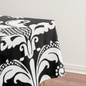 Wit op zwart bloemdamast tafelkleed (Voorbeeld)