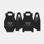 Wit op zwart Elegant monogram pasgetrouwd Bedankdoosjes (Uitgevouwen)