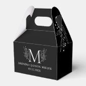 Wit op zwart Elegant monogram pasgetrouwd Bedankdoosjes (Voorkant Zijde)
