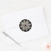 Wit op Zwart Fractal Art Design Ronde Sticker (Envelop)