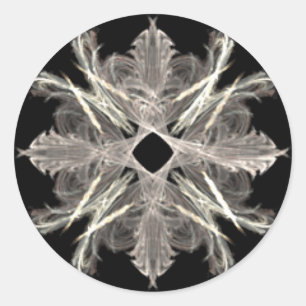 Wit op Zwart Fractal Art Design Ronde Sticker