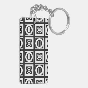 Wit op zwart geometric Equal Sign Pattern Sleutelhanger