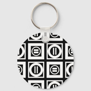 Wit op zwart geometric Equal Sign Pattern Sleutelhanger