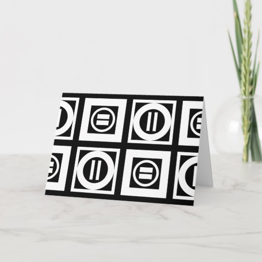 Wit op Zwart Geometrische Gelijke Tekenpatroon Kaa Kaart (Voorkant)