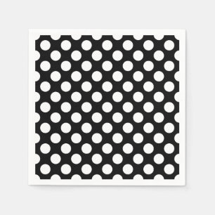 Wit op zwart groot formaat polka dots papier servet