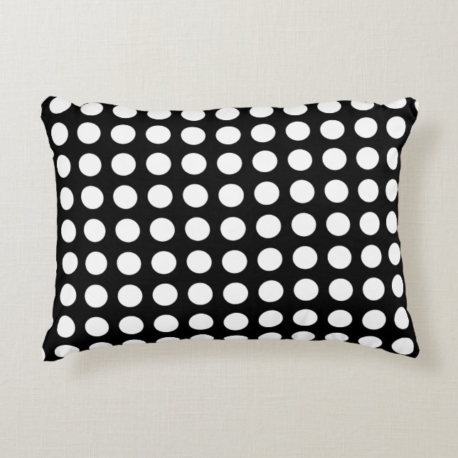 Wit op Zwart Groot Grootte Horizontale Polka Dots Accent Kussen (Voorkant)