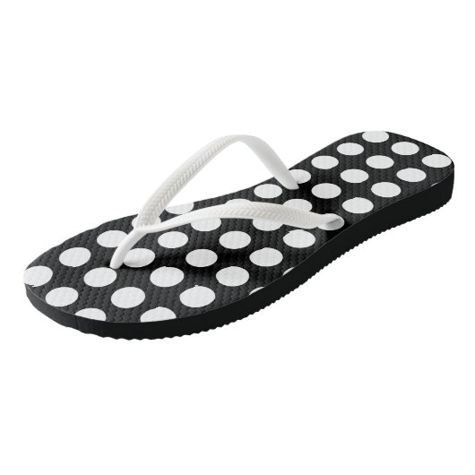 Wit op Zwart Groot Grootte Horizontale Polka Dots Teenslippers (Schuin)