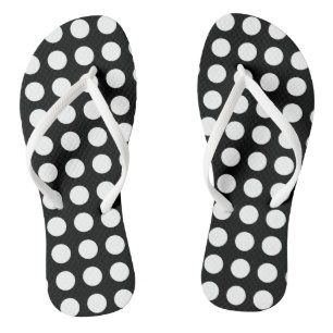 Wit op Zwart Groot Grootte Horizontale Polka Dots Teenslippers