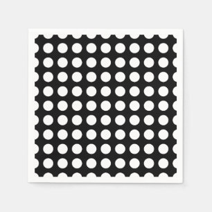 Wit op zwart groot horizontaal polka dots papier servet