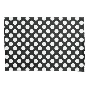 Wit op zwart grote grootte polka stippen kussensloop