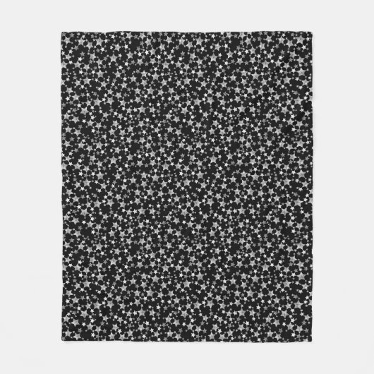 Wit op zwart | Lino Print Stars Patroon Fleece Deken (Voorkant)