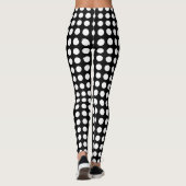Wit op Zwart Medium Size Horizontale Polka Dots Leggings (Achterkant)