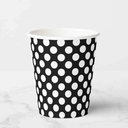Wit op zwart Medium Size Polka Dots Papieren Bekers (Voorkant)