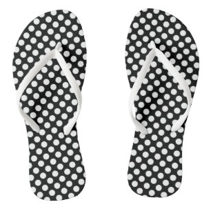 Wit op zwart Medium Size Polka Dots Teenslippers