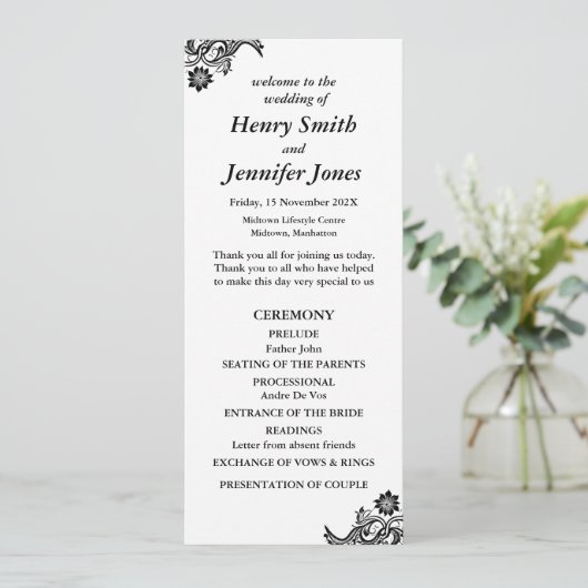 Wit op zwart plat programma (Staand voorkant)