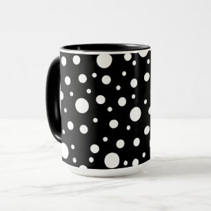 Wit op zwart polkadotpatroon mok