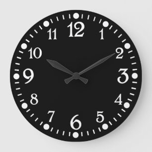 Wit op zwarte  wandklok voor schrijfmachine grote klok