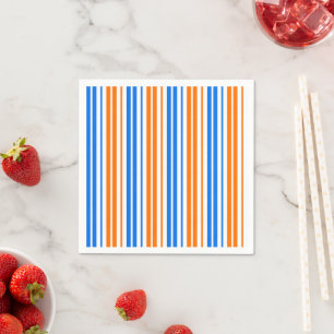 Wit Oranje Blauw Verticaal Strepen Design Servet