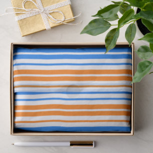 Wit Oranje Blauw Verticaal Strepen Design   Tissuepapier