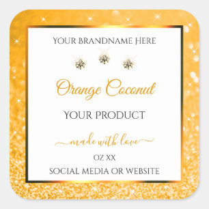 Wit Oranje Glitter Stars Etiket op verpakking