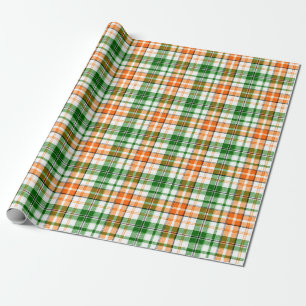 Wit Oranje Groen Geruit Schotland-ontwerp Cadeaupapier
