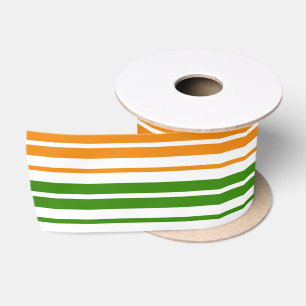 Wit Oranje Groen Verticaal Strepen Design Lint