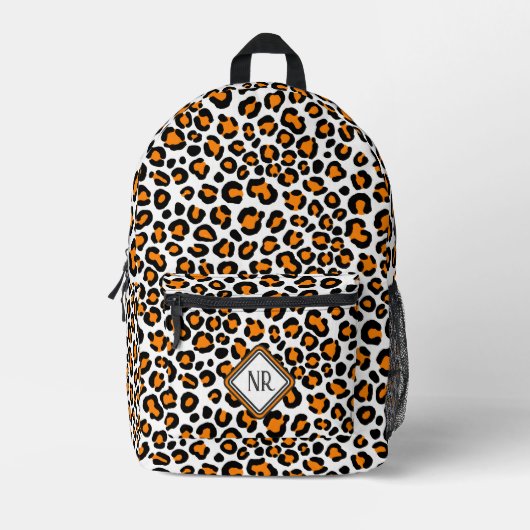 Wit & Oranje Luipaard Patroon Girly Cheetah Print Bedrukte Rugzak (Voorkant)