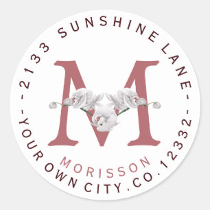 Wit orchid Flowers Circular Address Label