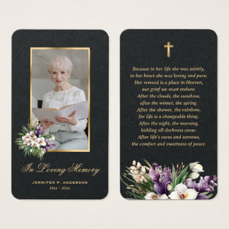 Wit Orchidee Zwart Goud Foto Begrafenisgebed Kaart