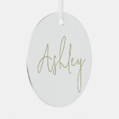 Wit Ornament met Jouw naam in goudschrift (Voorkant Rechts)