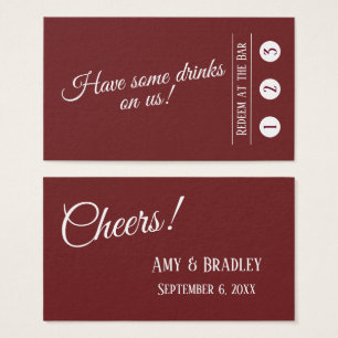 Wit over Burgundy Red 3-Punch Modern Drink Tickets Visitekaartje