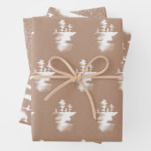 Wit over Kraft Trees, Vogels en Foliage Inpakpapier Vel (In situ)