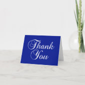 Wit over Royal Blue Decorative Script Bedankkaart (Voorkant)