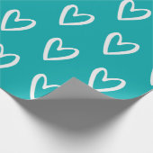 Wit over Zee Groen handgetekende harten Cadeaupapier (Hoek)