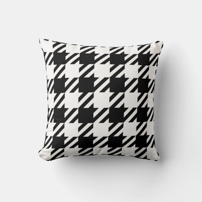 Wit over zwart Houndstooth-patroon en kussen (Voorkant)