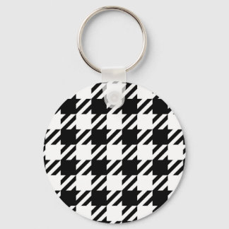 Wit over zwart Houndstooth-patroon Sleutelhanger