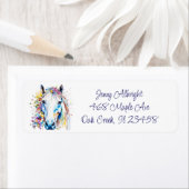  wit paard bloemen gepersonaliseerd etiket (Insitu)