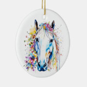  wit paard bloemen gepersonaliseerd keramisch ornament (Rechts)