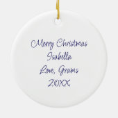  wit paard bloemen gepersonaliseerd keramisch ornament (Achterkant)