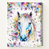 Wit Paard Bloemen Gepersonaliseerd Schetsboek Notitieboek (Achterkant)