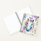 Wit Paard Bloemen Gepersonaliseerd Schetsboek Notitieboek (Binnen)