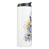 wit paard bloemen gepersonaliseerd thermosbeker (Gedraaid links)