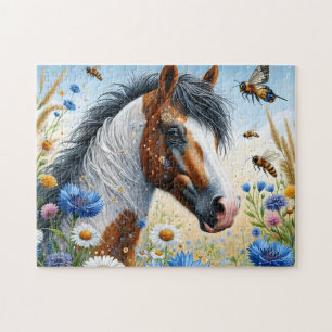 Wit Paard Bloemstuk Legpuzzel