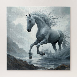 Wit Paard dat door Water Rent Legpuzzel